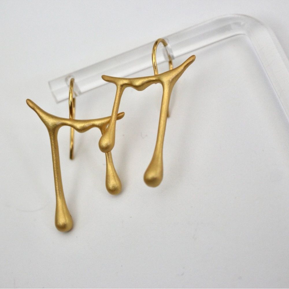 New honey drop handmade sterling silver 18k gold plated earrings